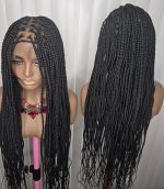Black Full lace 30inches Knotless Synthetic Braided Wig for Classic Ladies Long Braids Natural Look Knotless Design & Synthetic Material