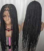 Black Full lace 30inches Knotless Synthetic Braided Wig for Classic Ladies Long Braids Natural Look Knotless Design & Synthetic Material - Image 2
