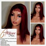 12" 2by6 SDD Vietnamese Bone Straight Human Hair Burgundy  Glueless wig  - Affordable Luxury for Ladies