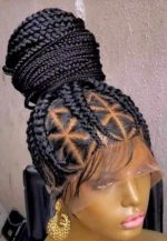 Black  020  36inches  360 Full Lace Synthetic ponytail Braided Wig with  Natural Appearance Easy Styling Comfortable Maintenance - Image 3