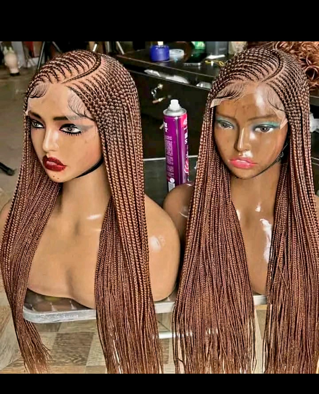 Hair 1b Adomac Hair Brown 30-36inches 360 Full Lace Braided Wig 010- Unisex Luxury Braided Wig with Easy Styling & Comfortable Design for Distinctive Look - Image 1