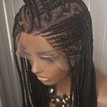 Black Synthetic Braided Wig for Classic Ladies 360 Full Lace Detailed Braids Stylish Versatile Elegant Hairpiece Timeless Appearance