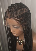 Black Synthetic Braided Wig for Classic Ladies 360 Full Lace Detailed Braids Stylish Versatile Elegant Hairpiece Timeless Appearance