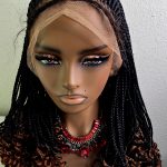 Black and Brown 36inches 360 full lace Braided Wig 022 - Classic Braided Wig Style with Easy Styling & Comfortable Design for a Distinctive Look