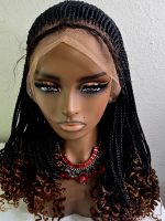 Black and Brown 36inches 360 full lace Braided Wig 022 - Classic Braided Wig Style with Easy Styling & Comfortable Design for a Distinctive Look