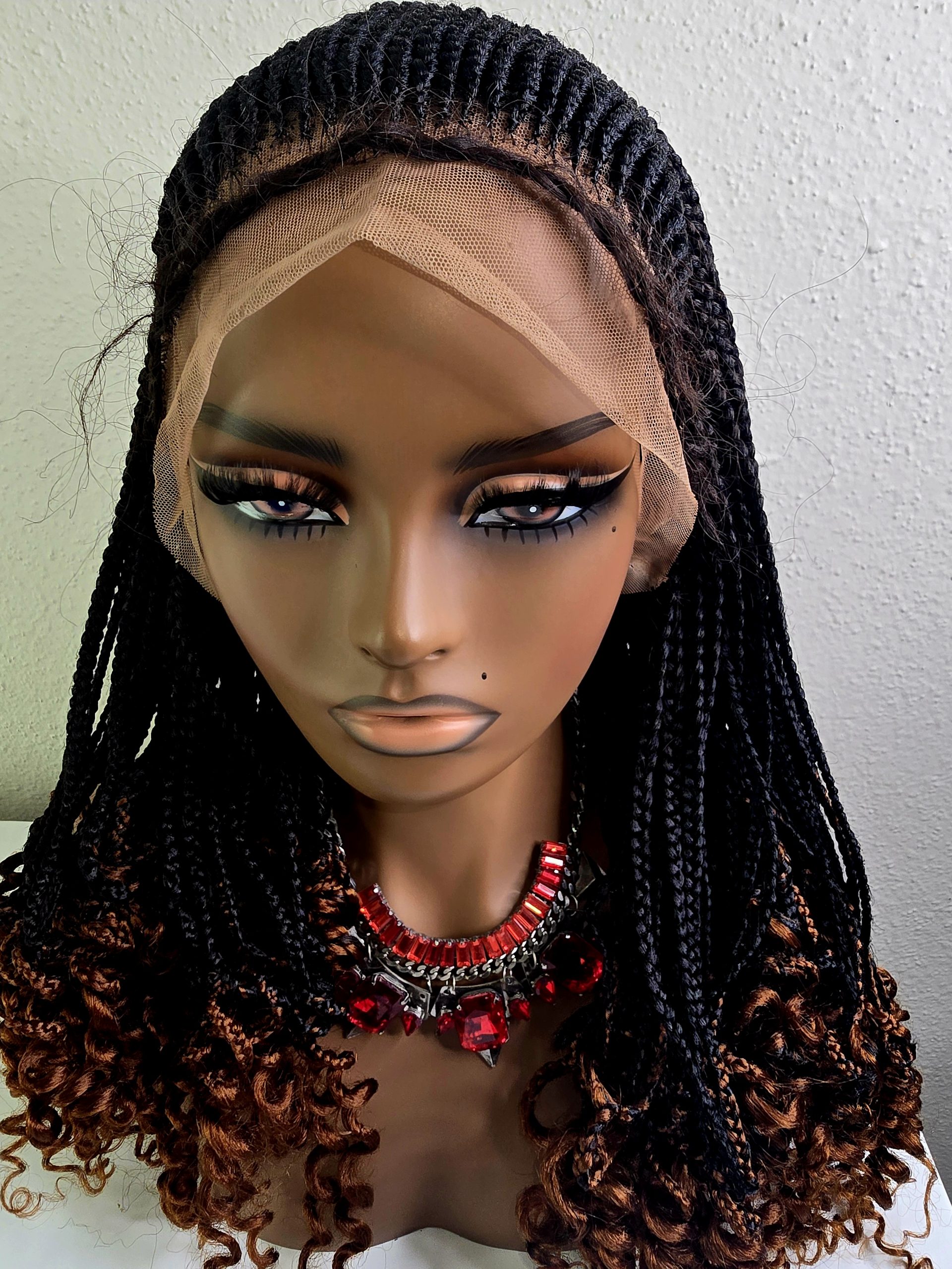 Hair 5 Black and Brown 36inches 360 full lace Braided Wig 022 - Classic Braided Wig Style with Easy Styling & Comfortable Design for a Distinctive Look - Image 1