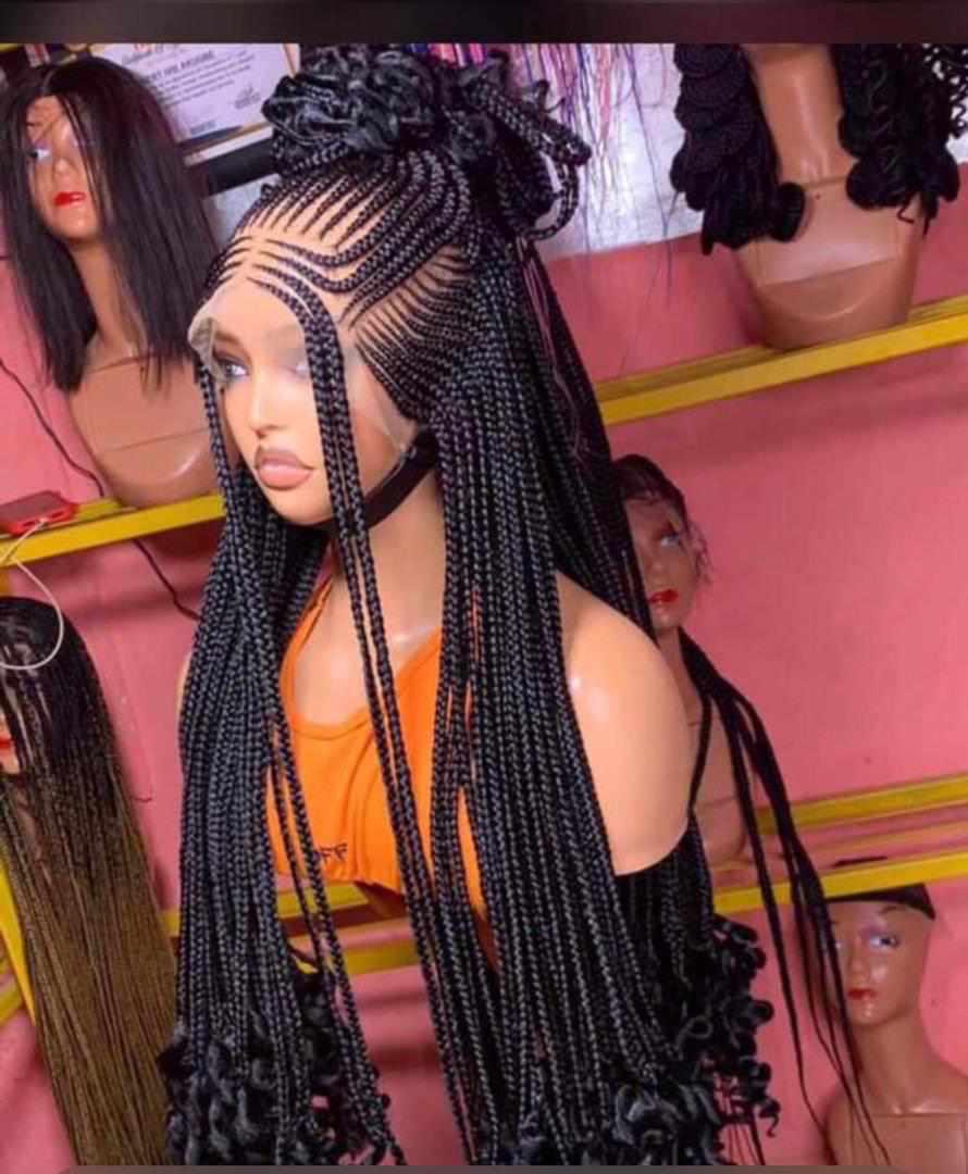 Hair 8 Black and Light Purple 36inches 360 full lace ponytail Braided Wig 013 - Luxury Braided Wig Style with Easy Styling & Comfortable Design for a Distinctive Look - Image 1