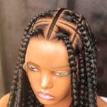 Adomac Black 023 32in 360 Full Lace Synthetic Braided Wig with Heart Design Unisex Natural Look Easy Styling Comfortable Maintenance