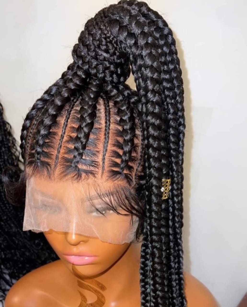 WhatsApp Image 2026-08-03 at 9.50.53 PM Black 014 36inches 360 Full Lace Synthetic ponytail Braided Wig with Natural Appearance Easy Styling Comfortable Maintenance - Image 1