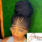 Adomac Hair Black & Brown 36inches 360 Full Lace  ponytail Braided Wig 016- Unisex Synthetic Hair Easy Styling Comfortable Design for Distinctive Look