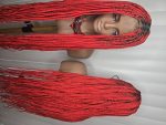 Fullace 36inches Red Knotless Braided Wig - Long Straight Synthetic Wig for Women, Vibrant Red Color, Full and Voluminous Look, Knotless Braided Style - Image 8