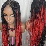 Fullace 30inches Black and Red Knotless Braided Wig for Classic Ladies Long Length Straight Style Natural Looking Bold Look Full and Voluminous