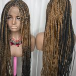 Fullace 36inches Black and Brown Knotless Synthetic Braided Wig for Classic Ladies High-Quality Braids Natural Look