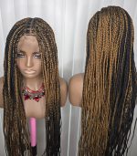 Fullace 36inches Black and Brown Knotless Synthetic Braided Wig for Classic Ladies High-Quality Braids Natural Look - Image 4