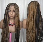 Fullace 36inches Black and Brown Knotless Synthetic Braided Wig for Classic Ladies High-Quality Braids Natural Look - Image 2