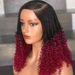 Black and Red 360 full lace Synthetic Braided Wigs with Curly Ends for Stylish Looks
