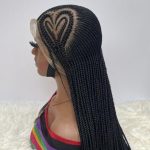 Black 360 Full Lace Synthetic Braided Wig with Unique Heart Design Unisex Natural Appearance Easy Styling Comfortable Maintenance