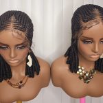 7'7 10inches 360 full lace Synthetic Braided Wig for Classic Ladies - Black Colorful Braids with Elegant Accessories Included