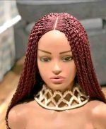 Classic Lady Watermelon Brown synthetic Braided Wig