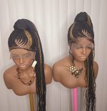 Black and Gold Knotless Braided Wig - Long Straight and Dense Design for Unique Stylish Hairstyles