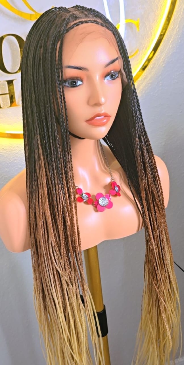 WhatsApp Image 2026-03-18 at 3.40.02 PM (3) Elegant Brown and Cream Knotless Bone straight Synthetic Braided Wig for classic ladies. Lightweight, stylish, comfortable, and easy to wear. Perfect for work, church, outings, and special occasions. Look classy without salon stress. - Image 1