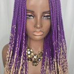 Trendy Purple and Cream Synthetic Braided Wig