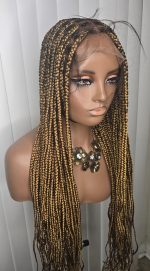 Luxury Gold Full Lace Knotless Synthetic Braided Wig - Image 6