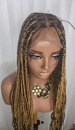 Luxury Gold Full Lace Knotless Synthetic Braided Wig - Image 5