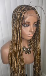 Luxury Gold Full Lace Knotless Synthetic Braided Wig - Image 2