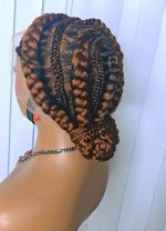 Gold Full Lace Packed Cornrow Braided Synthetic Wig – Bold, Stylish & Ready to Wear - Image 6