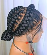 Black Full Lace Packed Cornrow Braided Synthetic Wig – Neat, Natural & Ready to Wear - Image 8