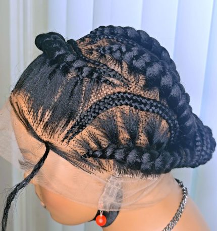 Black Full Lace Packed Cornrow Braided Synthetic Wig – Neat, Natural & Ready to Wear