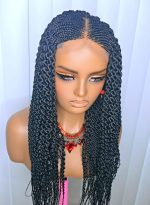 Black Watermelon Center-Part Braided Wig (Synthetic) – Sleek, Neat & Elegant - Image 4