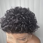 13x1 Short Pixie Curls 100% Human Hair Wig with Transparent Lace, Frontal Glueless Wig