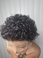 13x1 Short Pixie Curls 100% Human Hair Wig with Transparent Lace, Frontal Glueless Wig